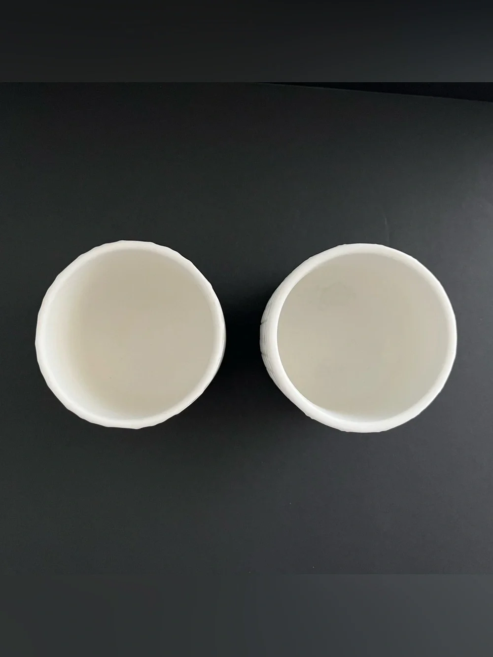 White Geometric Ceramic Candle Holders Planters Jars Matte Minimalist Set of 2